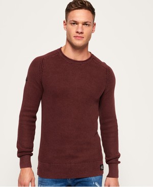 Superdry Garment Dye L.A.Textured Crew Neck Férfi Ugró Bordó | AQWTL4739